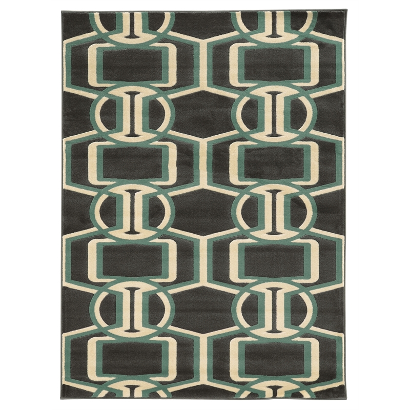 Linon Roma Bridle Power Loomed Polypropylene 8'x10' Rug in Brown