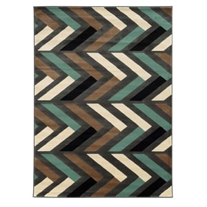 Linon Roma Herringbone Power Loomed Polypropylene 5'x7' Area Rug in Gray