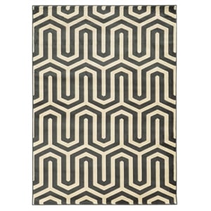 Linon Roma Tangent Power Loomed Polypropylene 8'x10' Rug in Gray