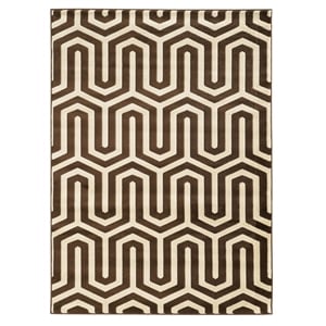 Linon Roma Zigzag Power Loomed Polypropylene 5'x7' Rug in Ivory