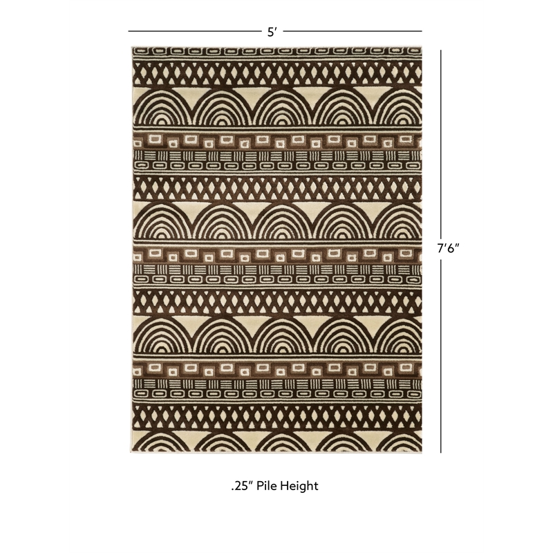 Linon Roma Lima Power Loomed Polypropylene 5'x7' Rug in Ivory