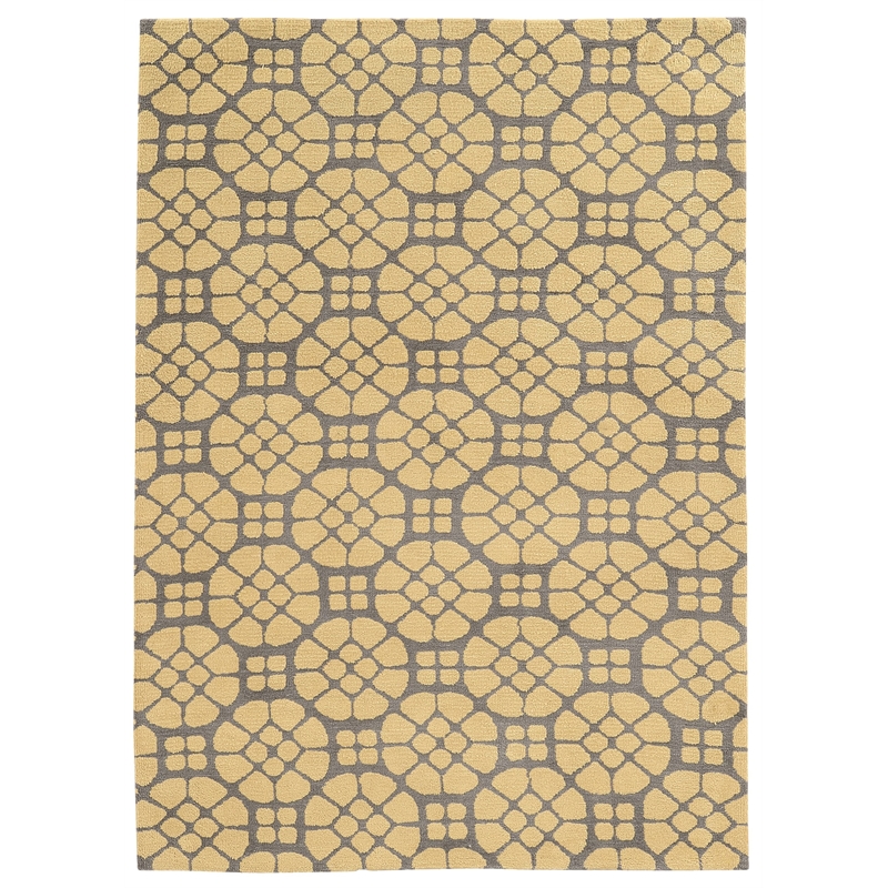 Linon Geo Lynette Hand Tufted Microfiber Polyester 5'x7' Rug in Gray