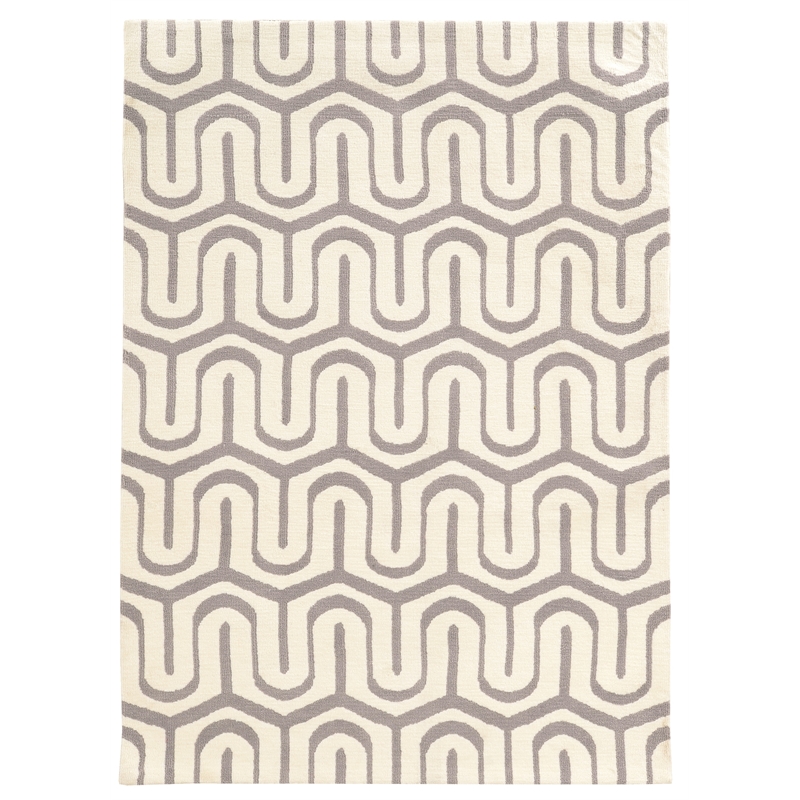 Linon Geo Sasha Hand Tufted Microfiber Polyester 5'x7' Rug in Gray