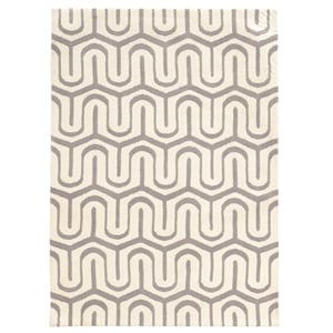 Linon Geo Sasha Hand Tufted Microfiber Polyester 5'x7' Rug in Gray