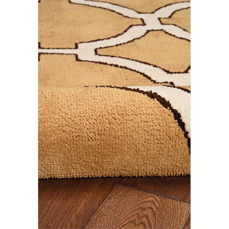 Linon Geo Kelli Hand Tufted Microfiber Polyester 5'x7' Rug in Yellow