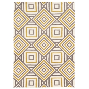 Linon Geo Ranlyn Hand Tufted Microfiber Polyester 8'x10' Rug in Ivory