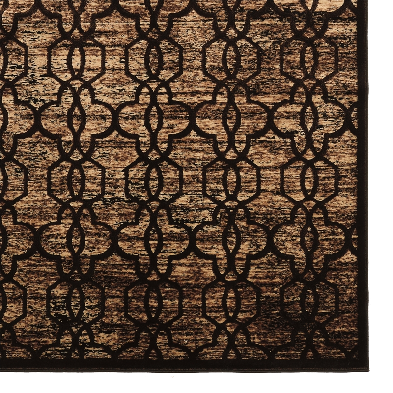 Linon Platinum Iron Gate Power Loomed Polyester 8'x11' Rug in Brown