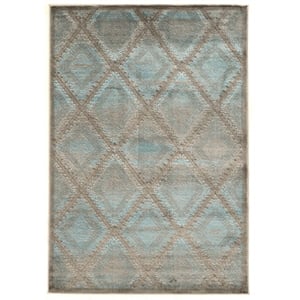 Linon Platinum SantaFe Power Loomed Polyester 5'x7'6&quot Rug in Blue