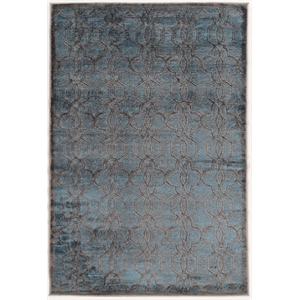 Linon Platinum Iron Gate Power Loomed Polyester 5'x7'6&quot Rug in Blue
