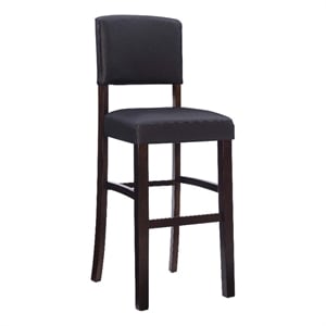 Linon Monaco 30&quot Upholstered Wood & Faux Leather Bar Stool in Espresso/Brown