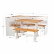 Linon Ardmore Pine Wood Corner Nook Dining Set with Storage in White and Natural