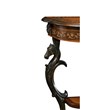 Linon Masterpiece Floral Demilune Metal and Wood Console Table in Brown