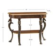 Linon Masterpiece Floral Demilune Metal and Wood Console Table in Brown