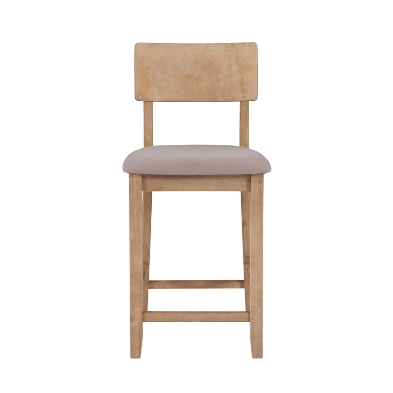 Linon Jordan Counter Stool Grey Padded Seat in Rustic Grey Washed Finished Wood