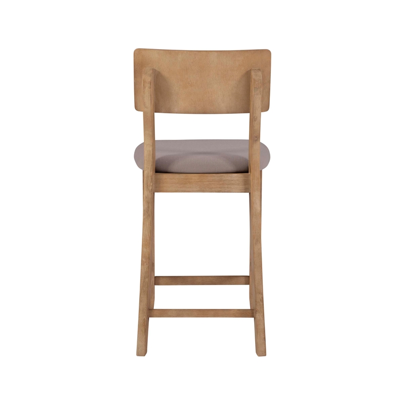 Linon Jordan Counter Stool Grey Padded Seat in Rustic Grey Washed Finished Wood