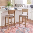 Linon Jordan Counter Stool Grey Padded Seat in Rustic Grey Washed Finished Wood