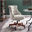 Linon Sinclair Upholstered Office Chair Wood Base with Wheels in Natural Beige