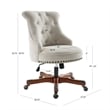 Linon Sinclair Upholstered Office Chair Wood Base with Wheels in Natural Beige