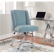Linon Draper Wood Upholstered Office Chair in Aqua Blue