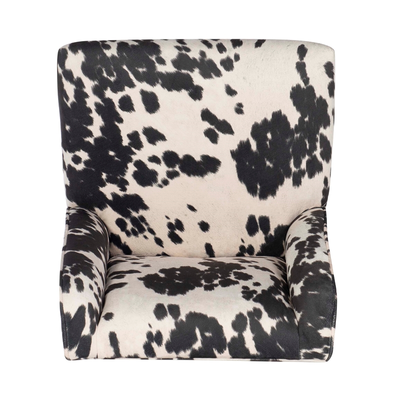 Linon Draper Wood Upholstered Office Chair in Black Cow Print