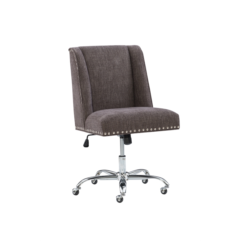 Linon Draper Wood Upholstered Office Chair in Charcoal Gray