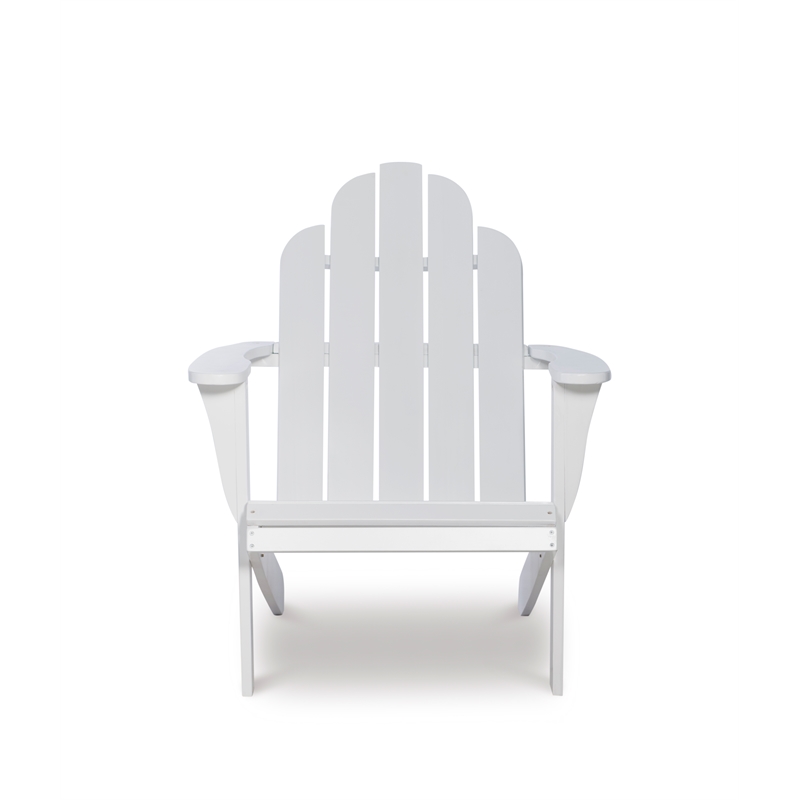 Linon Adirondack Sturdy Solid Acacia Wood Outdoor Chair in White Stain