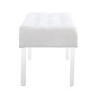 Linon Ella Clear Acrylic Leg Upholstered Tufted Bench in White/Silver Fabric