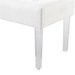 Linon Ella Clear Acrylic Leg Upholstered Tufted Bench in White/Silver Fabric