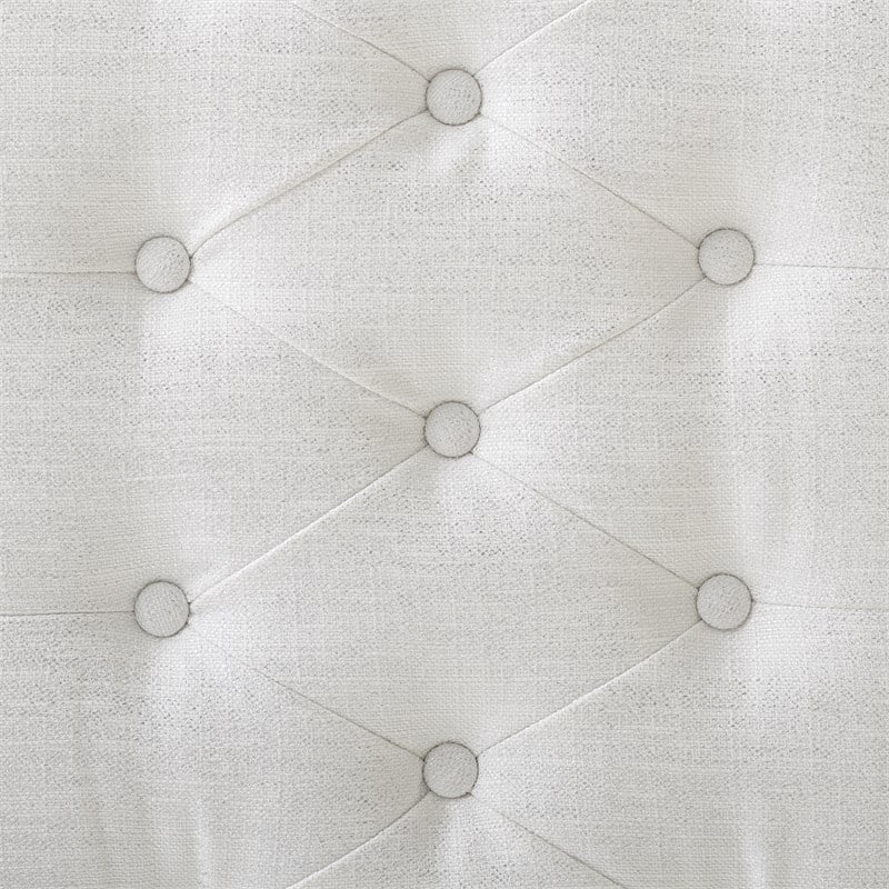 Linon Ella Clear Acrylic Leg Upholstered Tufted Bench in White/Silver Fabric