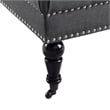 Linon Isabelle Square Upholstered Ottoman Black Legs in Charcoal Gray Fabric
