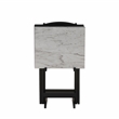 Linon Five Piece Faux Marble Folding Tray Table Set with Stand in Black Wood