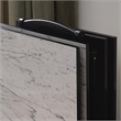 Linon Five Piece Faux Marble Folding Tray Table Set with Stand in Black Wood