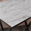 Linon Five Piece Faux Marble Folding Tray Table Set with Stand in Black Wood