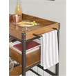 Linon Austin Rolling Metal Wood Bar Cart 3 Shelves Wine and Glass Rack in Brown