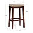 Linon Claridge Backless Bar Stool Beige Faux Leather Wood Frame in Brown Finish