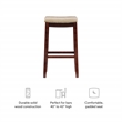 Linon Claridge Backless Bar Stool Beige Faux Leather Wood Frame in Brown Finish