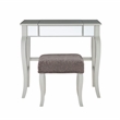 Linon Harper Wood Vanity & Padded Stool Set Front/Side Mirrored Panels in Silver