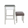 Linon Harper Wood Vanity & Padded Stool Set Front/Side Mirrored Panels in Silver