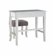 Linon Harper Wood Vanity & Padded Stool Set Front/Side Mirrored Panels in Silver