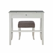 Linon Harper Wood Vanity & Padded Stool Set Front/Side Mirrored Panels in Silver