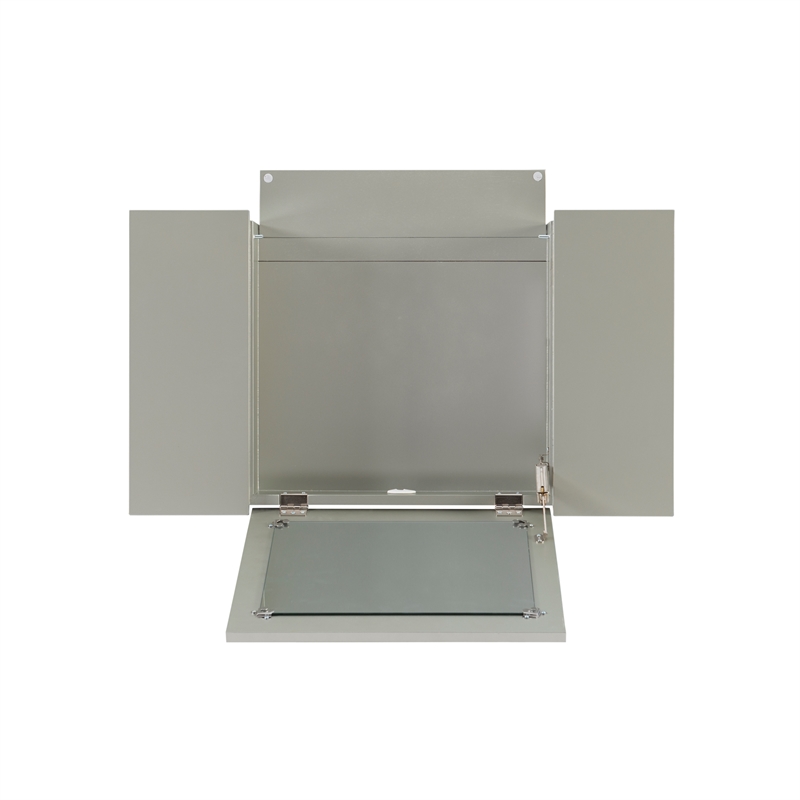 Linon Harper Wood Vanity & Padded Stool Set Front/Side Mirrored Panels in Silver
