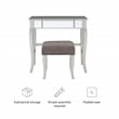Linon Harper Wood Vanity & Padded Stool Set Front/Side Mirrored Panels in Silver