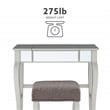 Linon Harper Wood Vanity & Padded Stool Set Front/Side Mirrored Panels in Silver