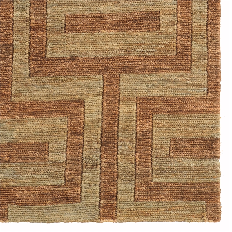 Linon Jute Soumak Hand Woven Hemp 8'x11' Rug in Beige and Russet