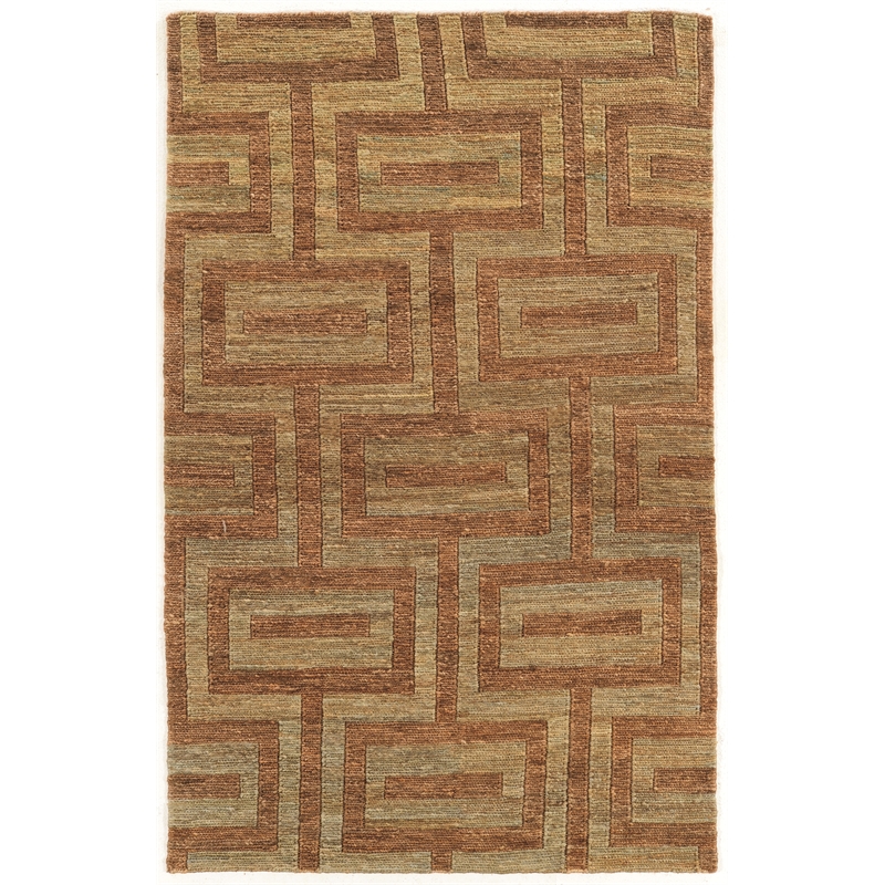 Linon Jute Soumak Hand Woven Hemp 8'x11' Rug in Beige and Russet