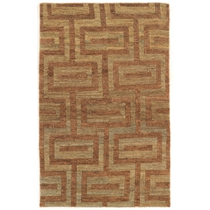 Linon Jute Soumak Hand Woven Hemp 8'x11' Rug in Beige and Russet