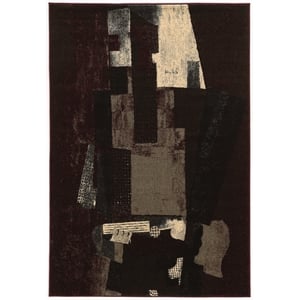 Linon Masters Museum Power Loomed Polypropylene 5'x7'6&quot Rug in Black