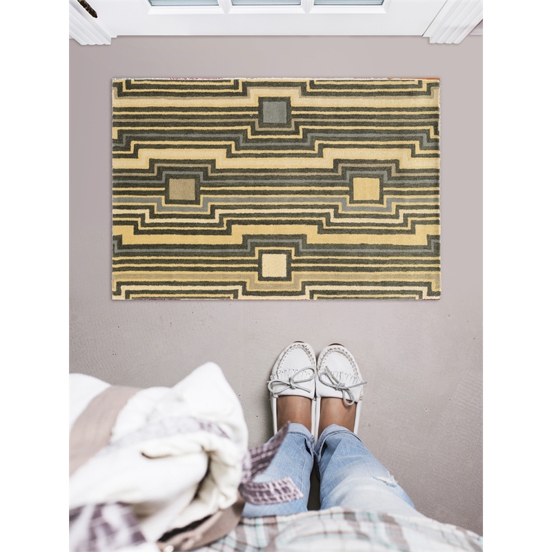 Linon Aspire Board Hand Tufted Wool 2'x3' Rug in Gray