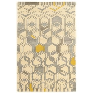 Linon Aspire Geo Hand Tufted Wool 8'x11' Rug in Ivory