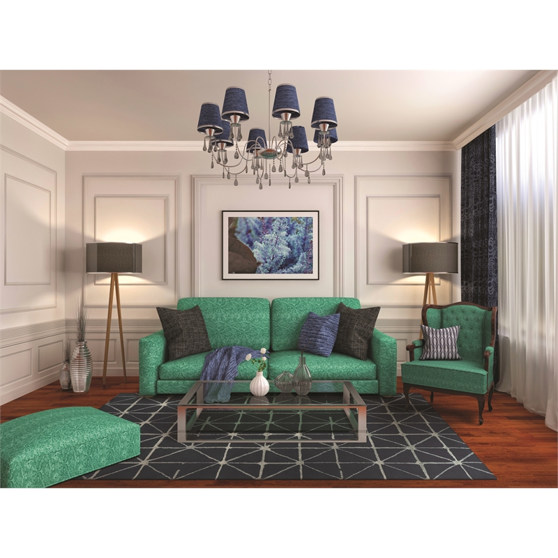 Linon Aspire Triangle Hand Tufted Wool 8'x11' Rug in Navy